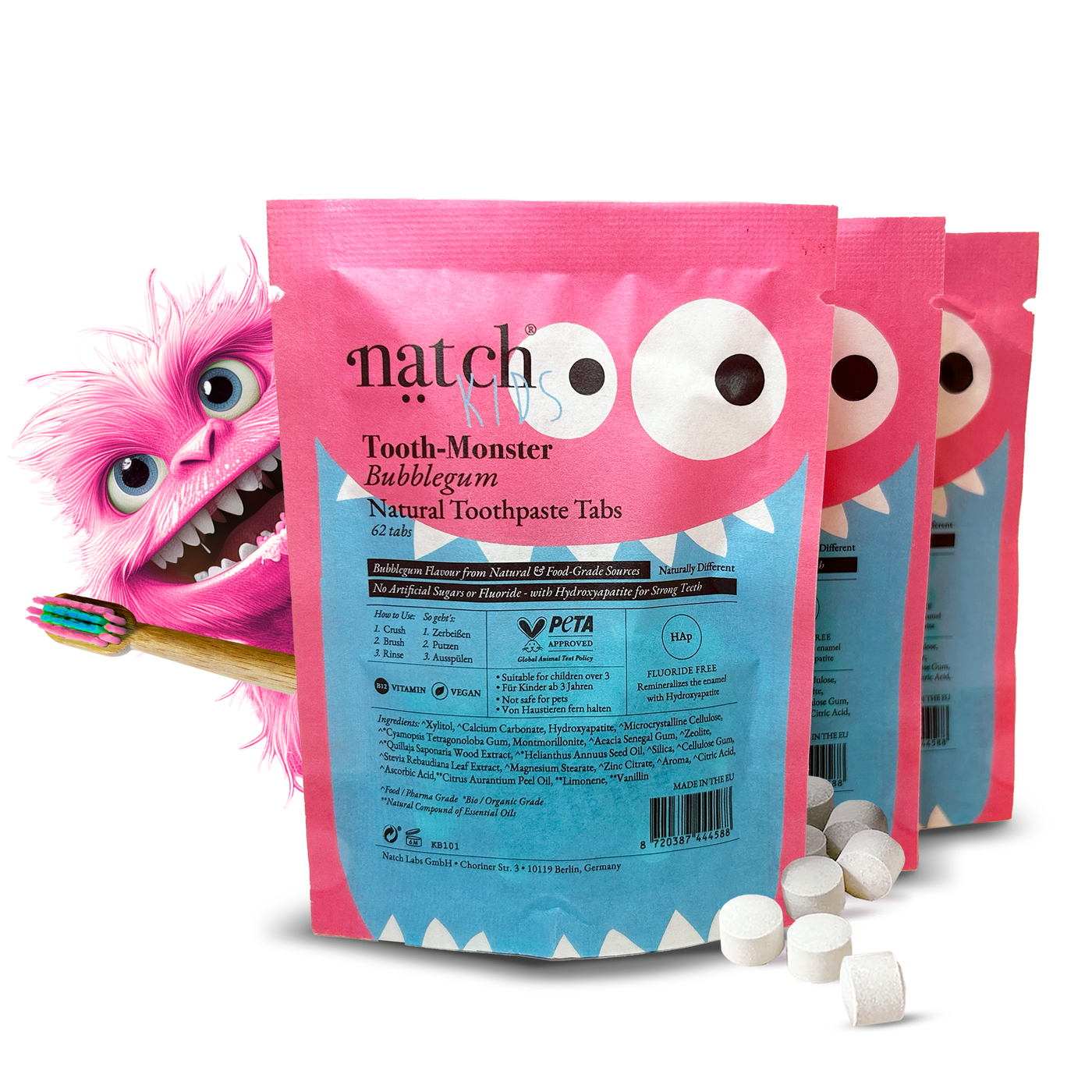 Natch Tooth Monster Bubblegum 3-Month Refill Bags – Natch Labs